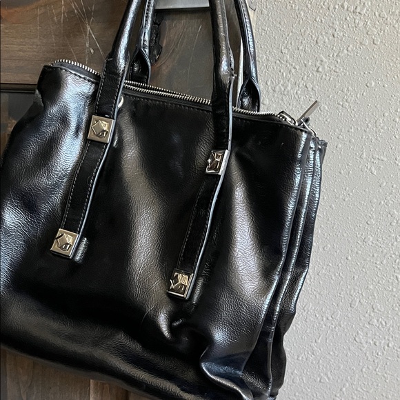 Zara Black Satchel Bag with Silver Accents - Picture 1 of 3